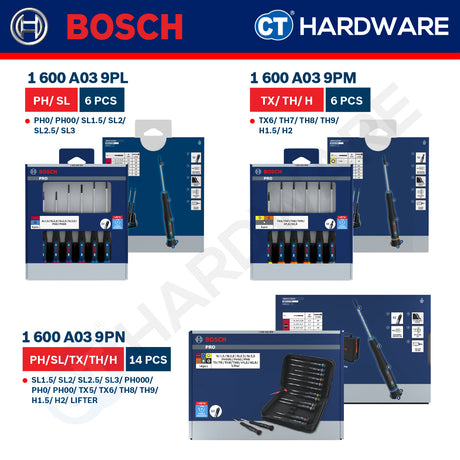 Bosch PRO Precision Screwdriver Set Series, 1600A039PL (6PCS), 1600A039PM (6PCS), 1600A039PN (14PCS)