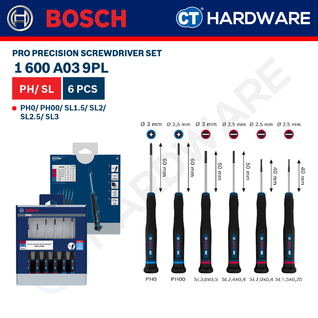 Bosch PRO Precision Screwdriver Set Series, 1600A039PL (6PCS), 1600A039PM (6PCS), 1600A039PN (14PCS)