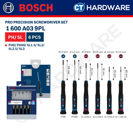 Bosch PRO Precision Screwdriver Set Series, 1600A039PL (6PCS), 1600A039PM (6PCS), 1600A039PN (14PCS)