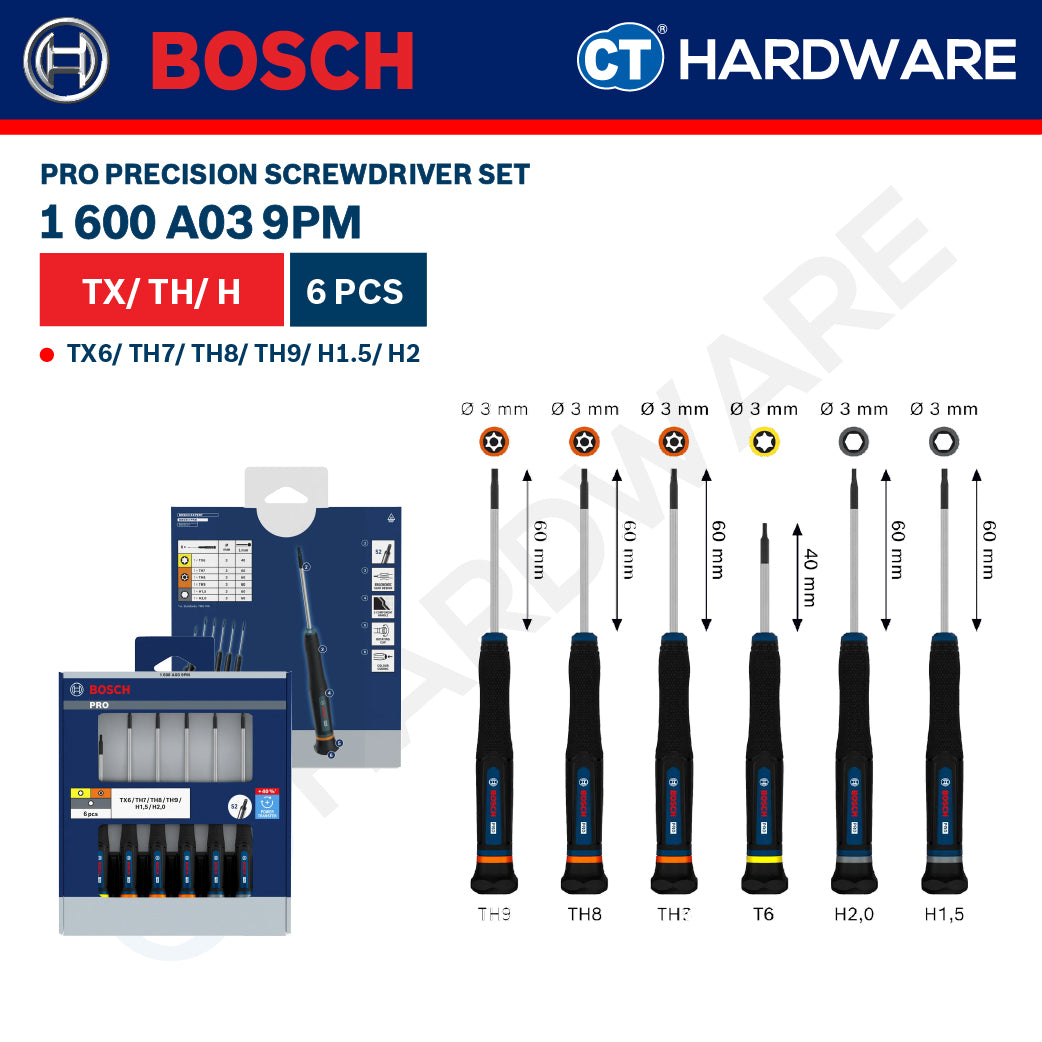 Bosch PRO Precision Screwdriver Set Series, 1600A039PL (6PCS), 1600A039PM (6PCS), 1600A039PN (14PCS)