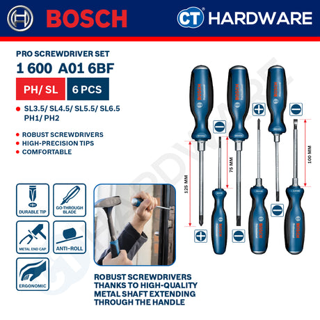 Bosch PRO Screwdriver Set Series 1600A016BF (6PCS), 1600A039PD (6PCS), 1600A039PE (6PCS), 1600A039PF (8PCS)