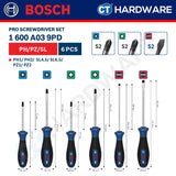 Bosch PRO Screwdriver Set Series 1600A016BF (6PCS), 1600A039PD (6PCS), 1600A039PE (6PCS), 1600A039PF (8PCS)