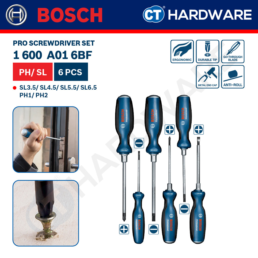 Bosch PRO Screwdriver Set PH/SL 6pcs [1600A016BF]