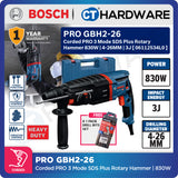 Bosch PRO GBH2-26 3 Mode SDS Plus Rotary Hammer, 830W, 4-26MM, 3J, 06112534L0, GBH226, Tukul Pemecah Konkrit