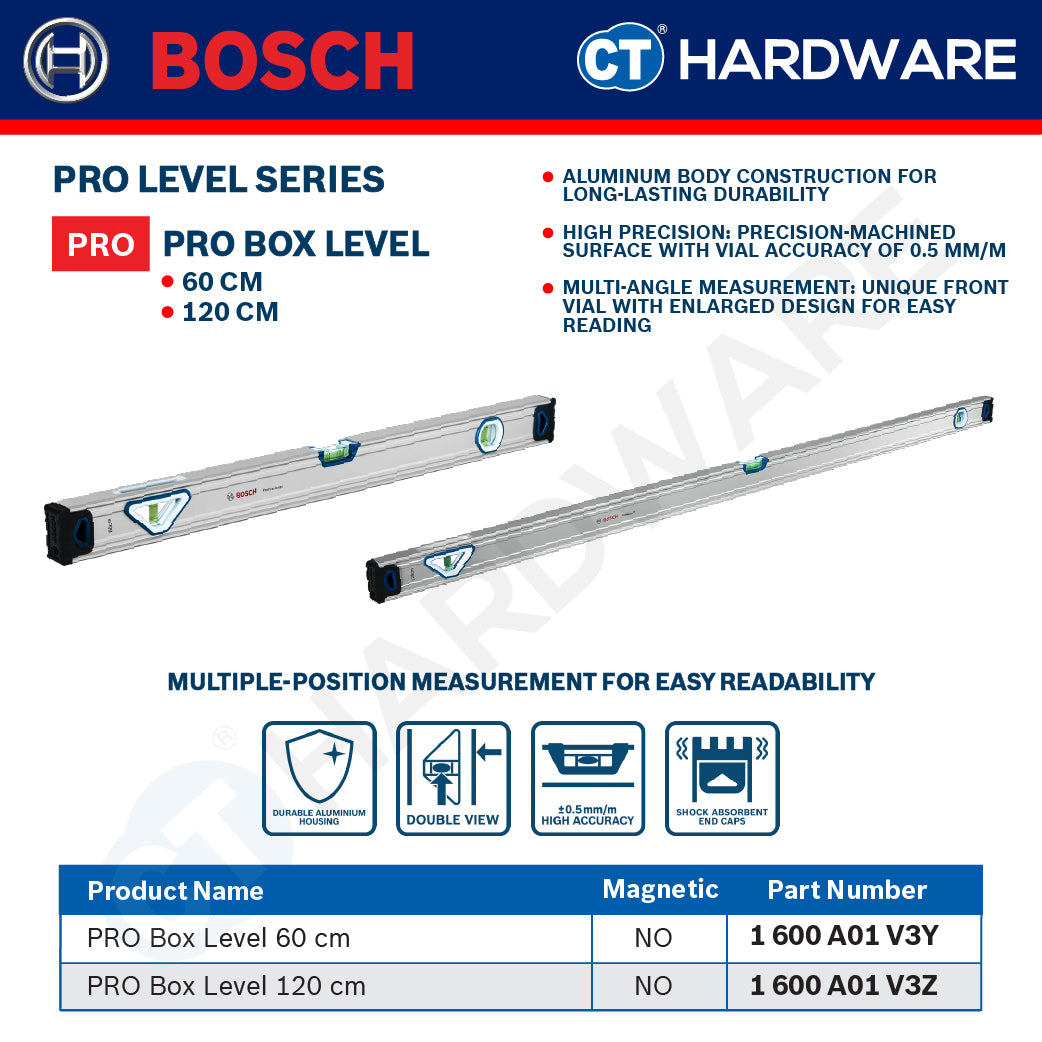 Bosch PRO Level Series, PRO Billet Torpedo Level, PRO Level, PRO Box Level, Box Level, Bosch Hand Tool
