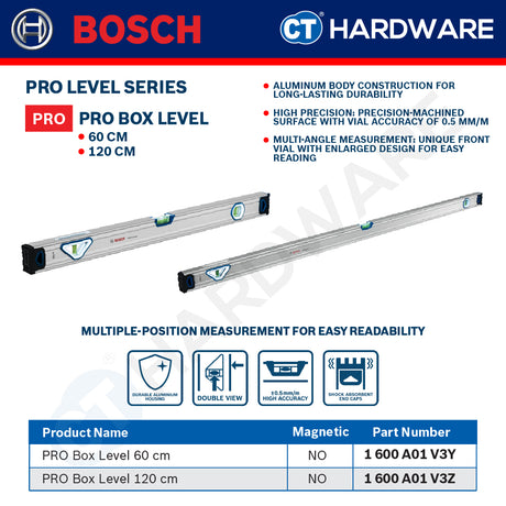Bosch PRO Level Series, PRO Billet Torpedo Level, PRO Level, PRO Box Level, Box Level, Bosch Hand Tool