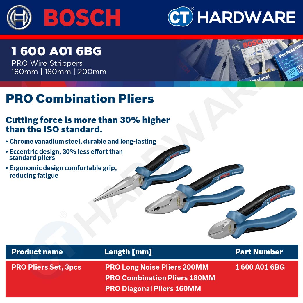 Bosch PRO Pliers Set 3pcs [1600A016BG]
