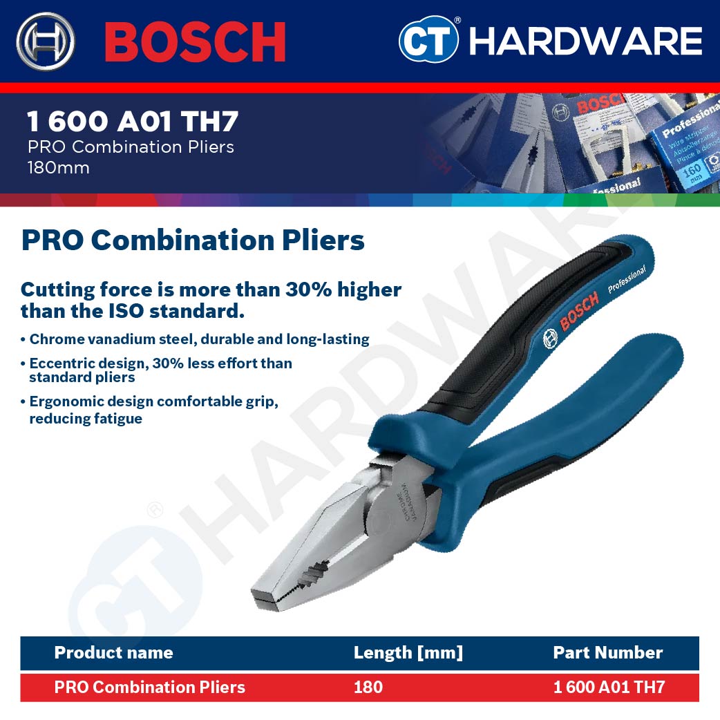 Bosch PRO Combination Pliers 180mm [1600A01TH7]