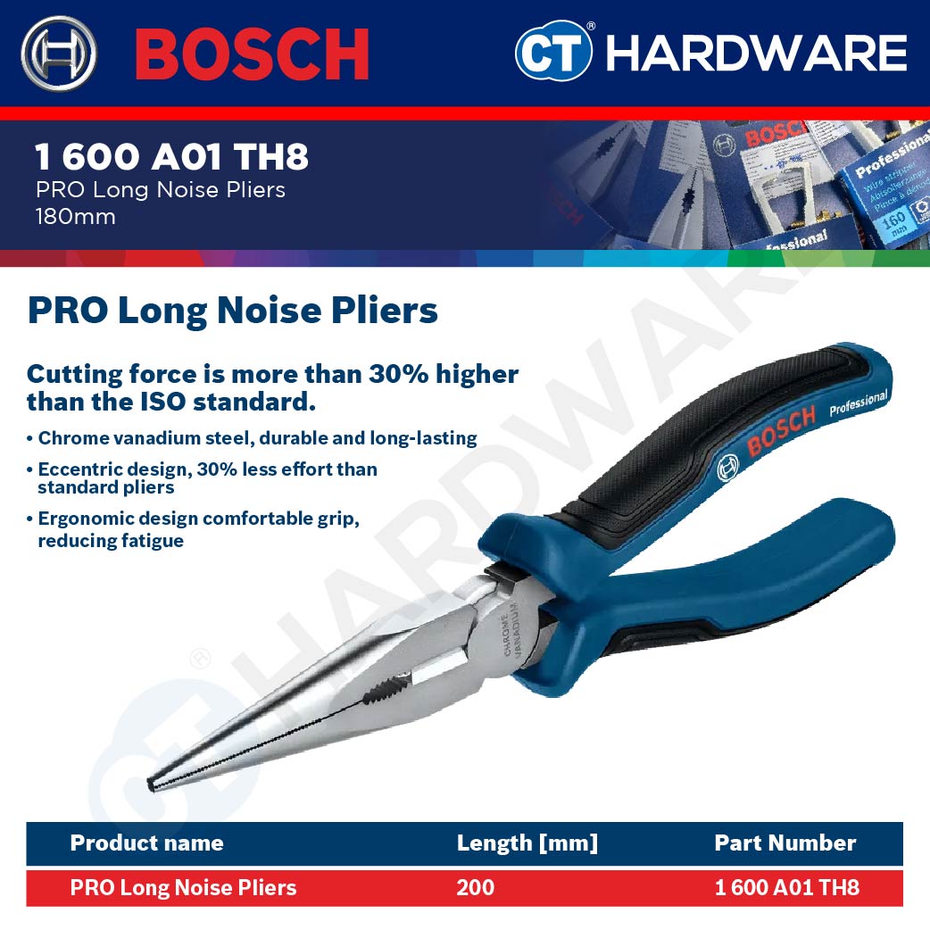 Bosch PRO Long Nose Pliers 200mm [1600A01TH8]