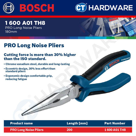 Bosch PRO Long Nose Pliers 200mm [1600A01TH8]