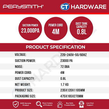 PerySmith PS8550 Vacuum Cleaner 1200W 23,000Pa