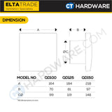 Elta Trade QD100T / QD120T / QD150T Flow Fan with Auto-Shutter & Removable Front Cover (4" / 5" / 6")