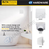 Elta Trade QD100T / QD120T / QD150T Flow Fan with Auto-Shutter & Removable Front Cover (4" / 5" / 6")