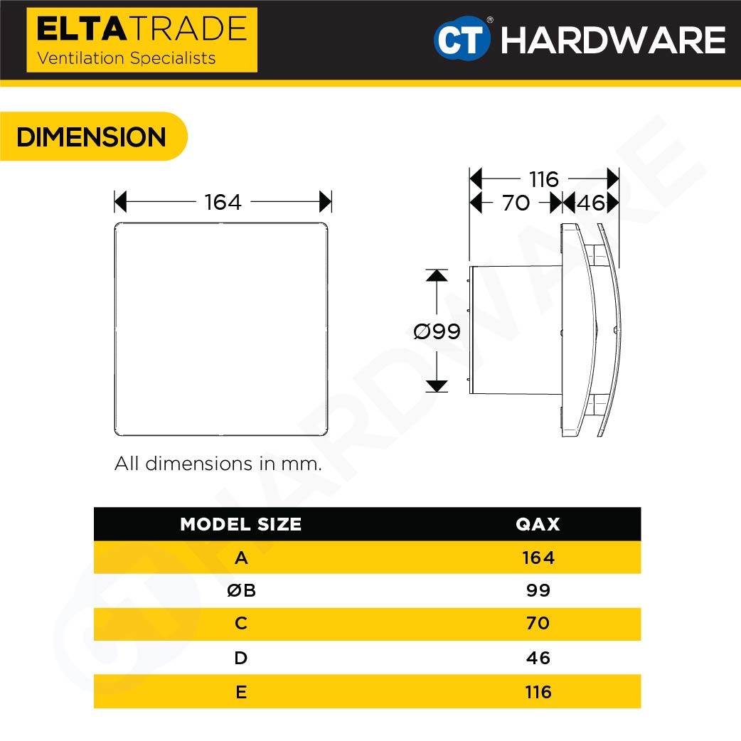 ELTA TRADE QUANTUM AX ULTRA LOW ENERGY AXIAL FAN VENTILATION FAN