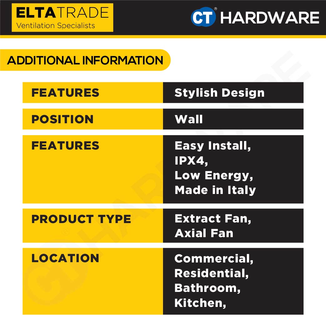 ELTA TRADE QUANTUM AX ULTRA LOW ENERGY AXIAL FAN VENTILATION FAN