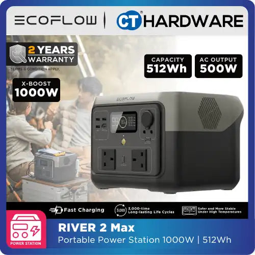 EcoFlow RIVER 2 Max Portable Power Station (512Wh | 500W Output)