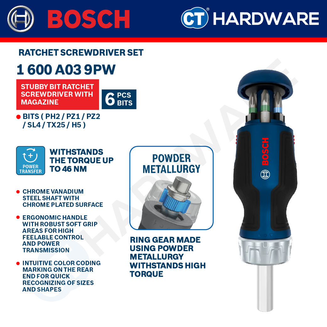 Bosch Ratchet Screwdriver Set, 1600A039PW (6PCS), 1600A039PK (12PCS), 1600A039PR (18PCS), 1600A039PX PRO Magnetizer, Bosch Hand Tool