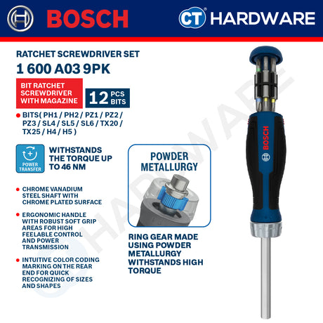 Bosch Ratchet Screwdriver Set, 1600A039PW (6PCS), 1600A039PK (12PCS), 1600A039PR (18PCS), 1600A039PX PRO Magnetizer, Bosch Hand Tool