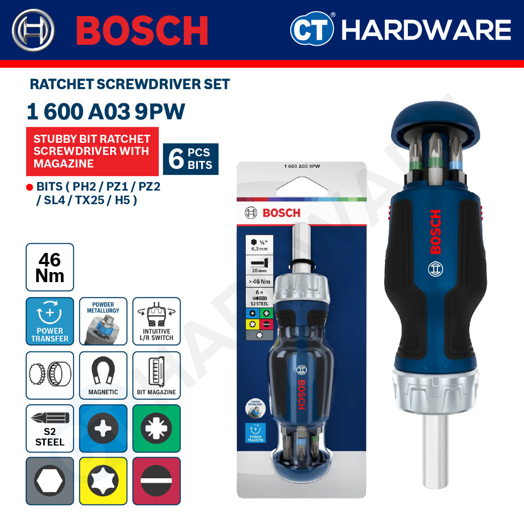 Bosch Ratchet Screwdriver Set, 1600A039PW (6PCS), 1600A039PK (12PCS), 1600A039PR (18PCS), 1600A039PX PRO Magnetizer, Bosch Hand Tool