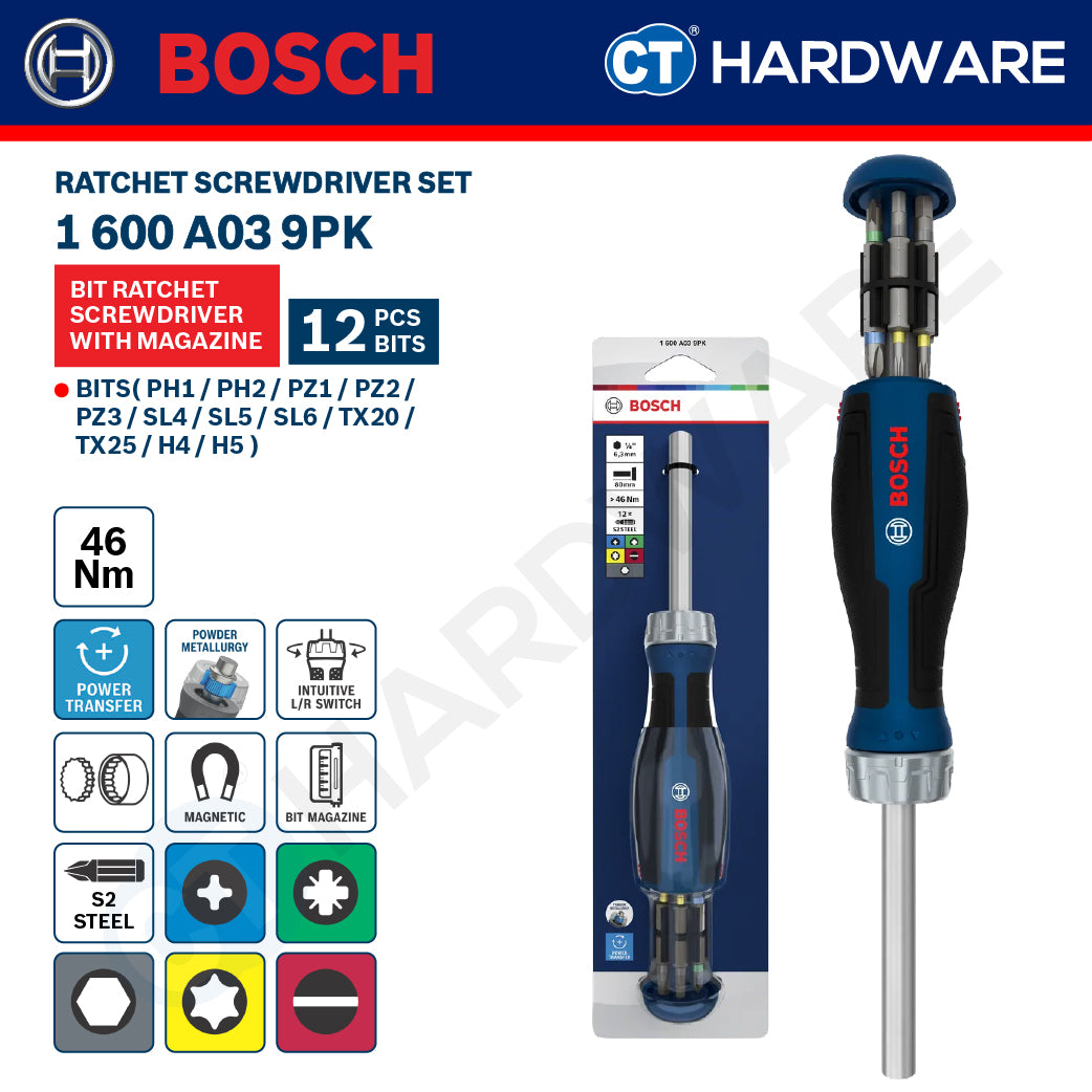 Bosch Ratchet Screwdriver Set, 1600A039PW (6PCS), 1600A039PK (12PCS), 1600A039PR (18PCS), 1600A039PX PRO Magnetizer, Bosch Hand Tool