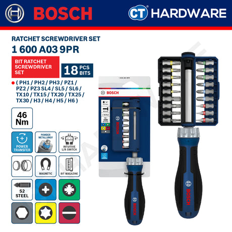 Bosch Ratchet Screwdriver Set, 1600A039PW (6PCS), 1600A039PK (12PCS), 1600A039PR (18PCS), 1600A039PX PRO Magnetizer, Bosch Hand Tool