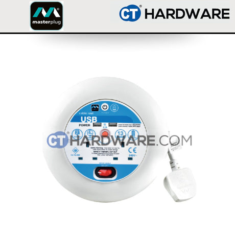 Masterplug Medium Cassette Reel | 4-Socket 13A with 4M Green Wire