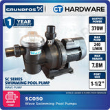 Grundfos SC050 Swimming Pool WAVE Pump 0.5HP