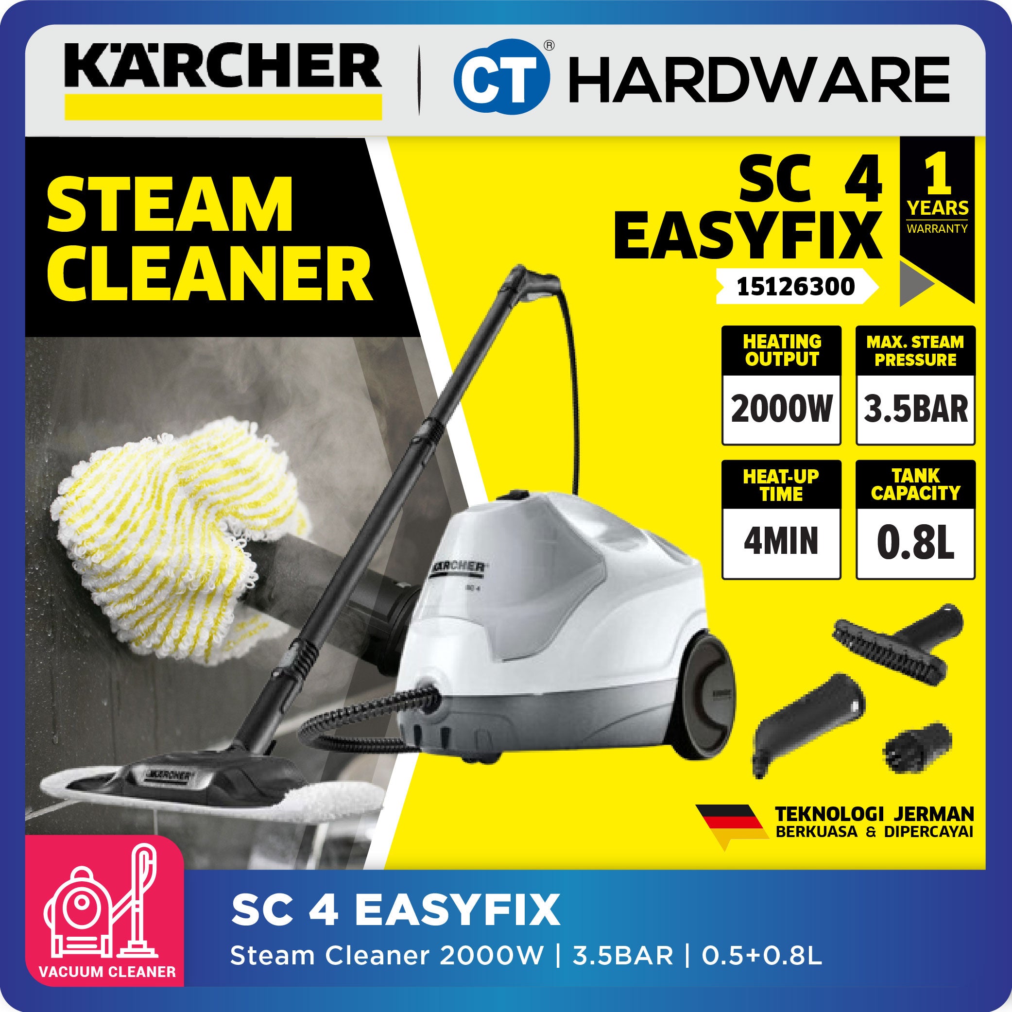 Karcher SC4 EASYFIX Steam Cleaner 2000W 3.5 Bar [SC4EASYFIX