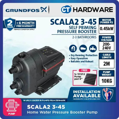 Grundfos SCALA2 3-45 Compact Booster Pump [0.45kW, Integrated Speed Control] SCALA2345