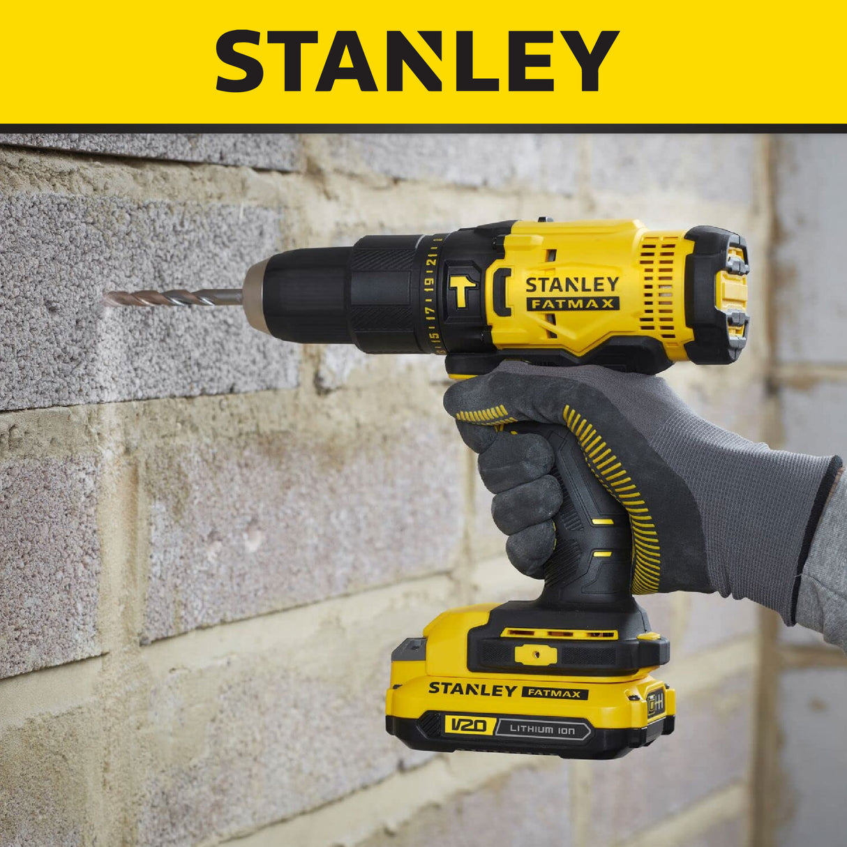 STANLEY SCD711D2K CORDLESS HAMMER DRILL 20V | 50Nm | 25500 BPM | 13MM COME WITH 2x 2.0AH BATTERY & 1x CHARGER