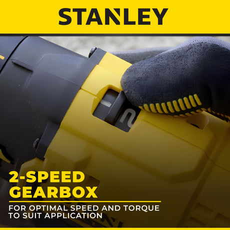 STANLEY SCD711D2K CORDLESS HAMMER DRILL 20V | 50Nm | 25500 BPM | 13MM COME WITH 2x 2.0AH BATTERY & 1x CHARGER