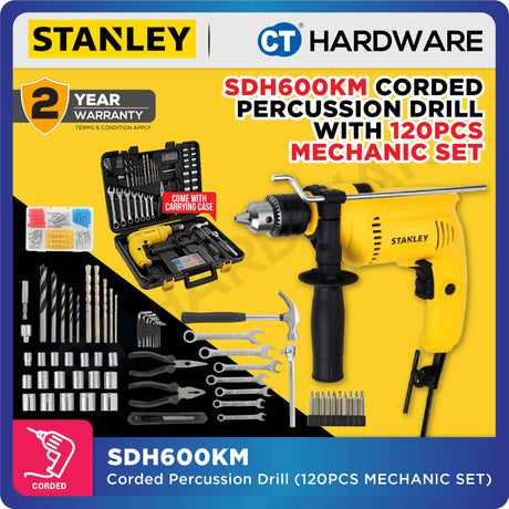 STANLEY SDH600KP | SDH600KM PERCUSSION HAMMER DRILL 13MM 550W COME WITH 120PC ACCESSORIES / MECHANIC SET [ SDH600 ]