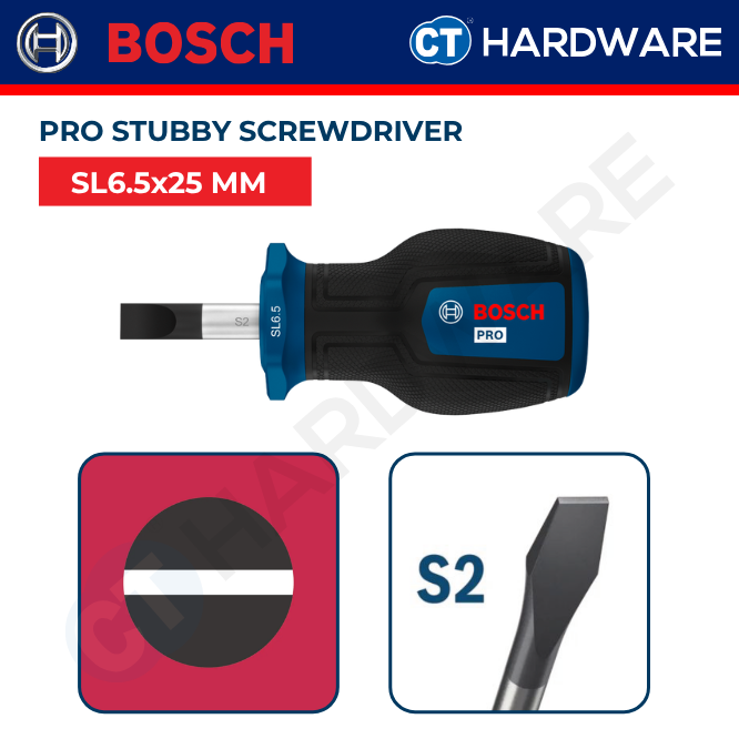Bosch PRO Stubby Screwdriver Slotted 25mm