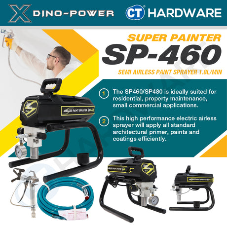 Dino-Power SP460, X10 Airless Paint Sprayer Come With 6372S Spray Gun, RAC X517 Tip, Tip Guard