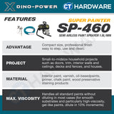 Dino-Power SP460, X10 Airless Paint Sprayer Come With 6372S Spray Gun, RAC X517 Tip, Tip Guard