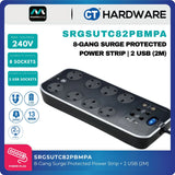Masterplug SRGSUTC82PBMPA 8-Gang Surge Protected Power Strip | 2 USB