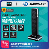 Masterplug SRGTOWSU102PB Tower Surge Protector 10-Gang | 2 USB (2m)