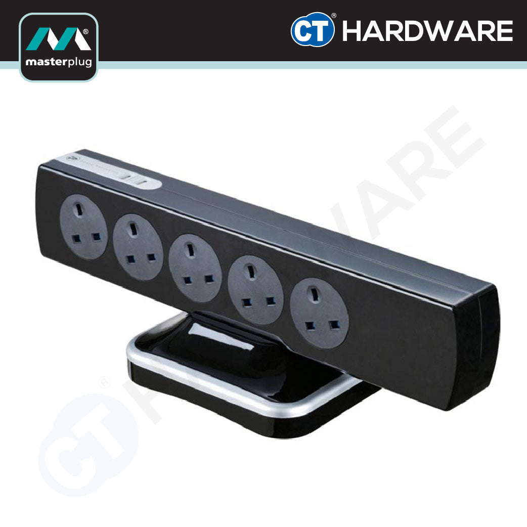 Masterplug SRGTOWSU102PB Tower Surge Protector 10-Gang | 2 USB (2m)