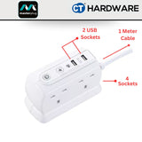 Masterplug 4-Socket Power Block USB Glossy Finish