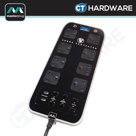 Masterplug SRPTU82PBMP 8 Way Surge Protected USB Power Centre