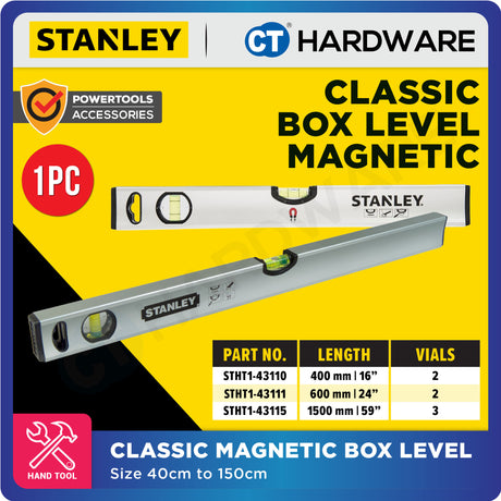 Stanley Classic Magnetic Box Level - 40cm | 60cm | 150cm (1 pc)