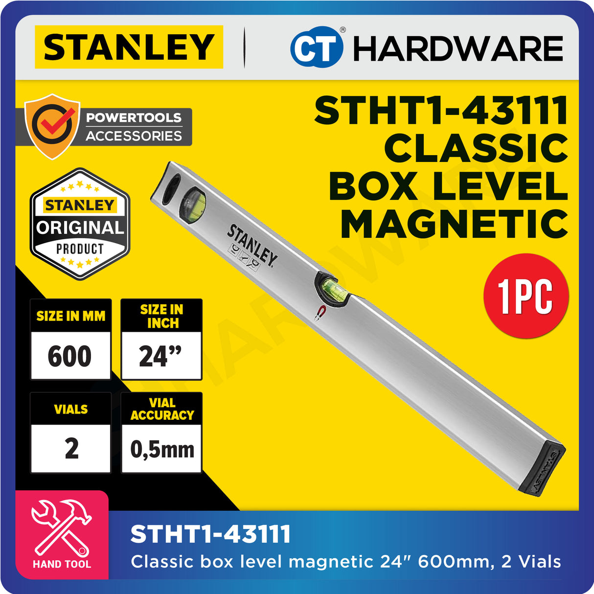 Stanley Classic Magnetic Box Level - 40cm | 60cm | 150cm (1 pc)