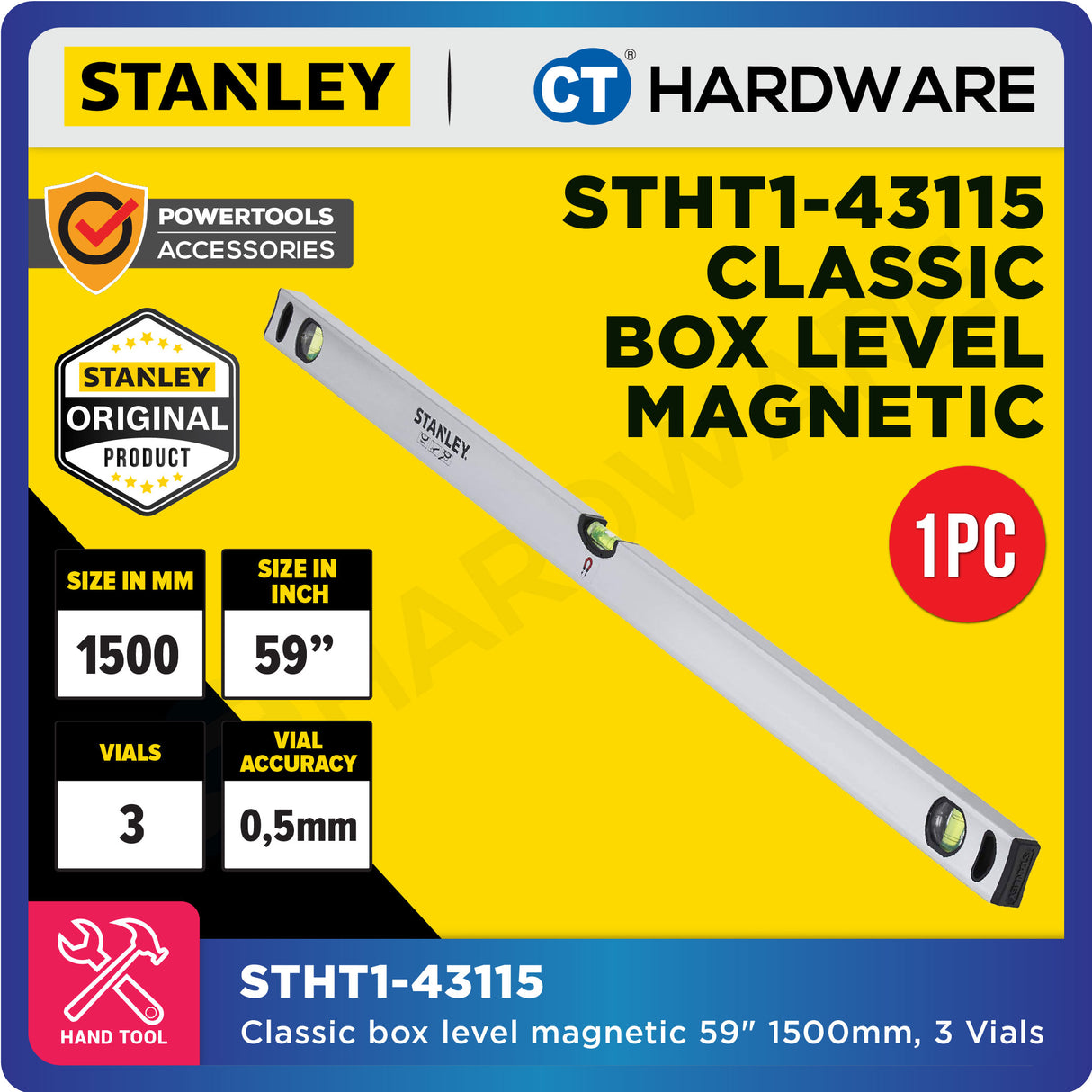 Stanley Classic Magnetic Box Level - 40cm | 60cm | 150cm (1 pc)