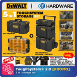 Dewalt 5 in 1 Toughsystem 2.0 Storage Set - 15L (S) | 45L (M) | 59.95L (L) | 64.75L (XL) Tool Box & DS100 Organizer Box + Free Gift [ PROMO ]