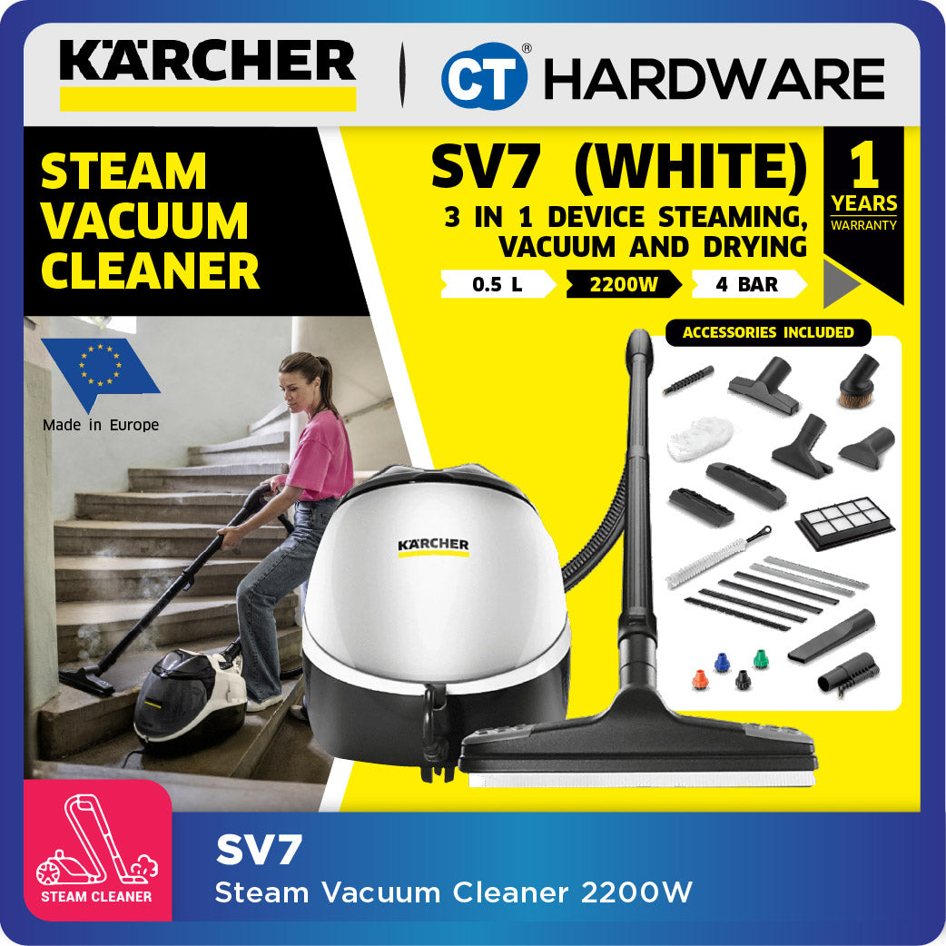 KARCHER SV7 (WHITE) STEAM VACUUM CLEANER 2200W 4 BAR TANK 0.5L