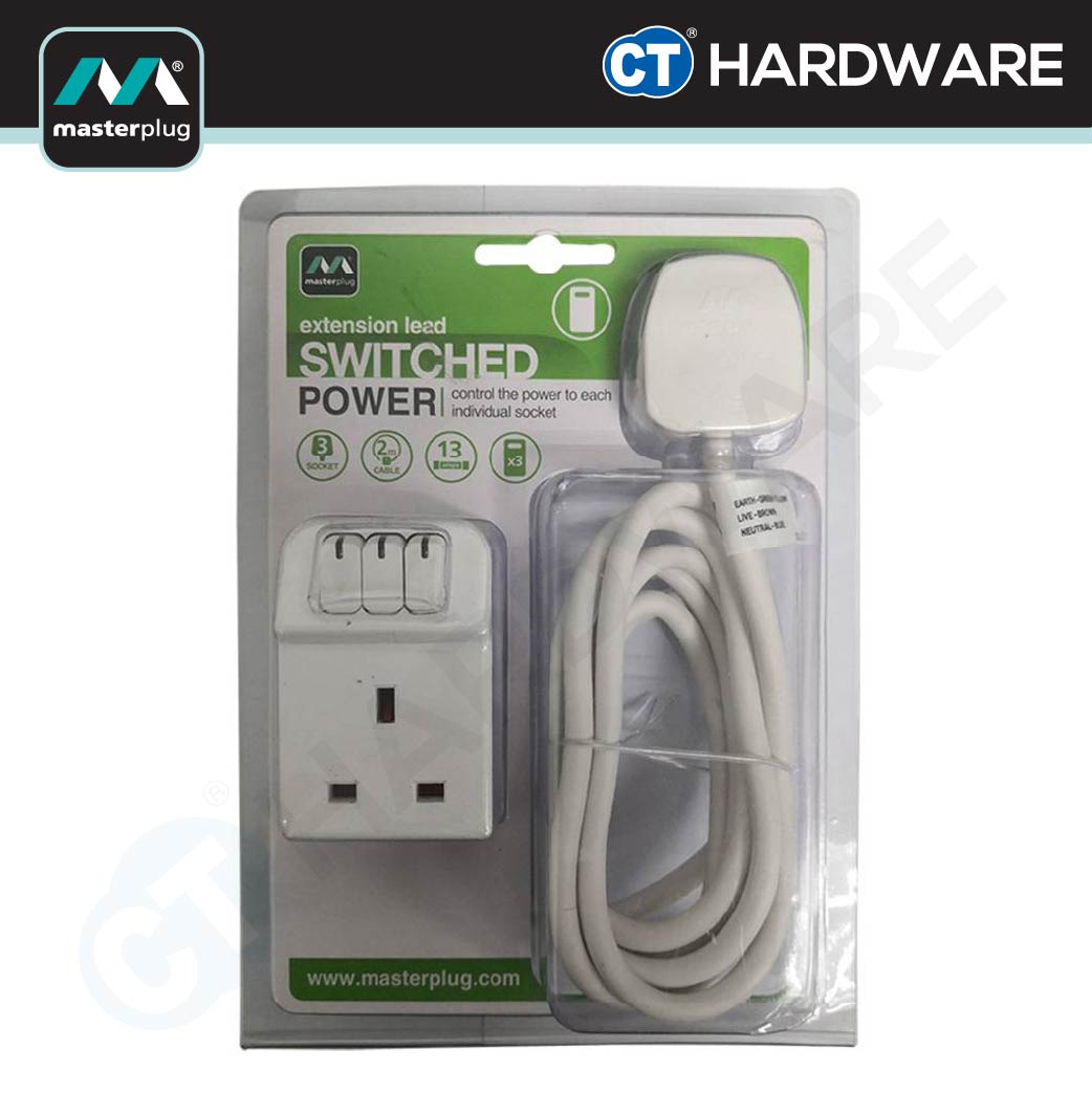MasterPlug SWG32C Switched Power Extension Lead | 3 Socket