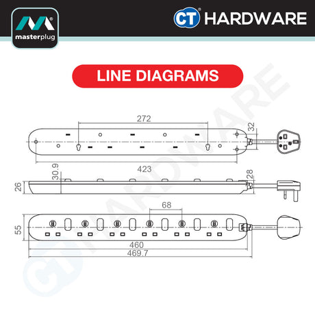 Masterplug SWSRG62NB-MPA Surge Protected Switched Extension Lead 6-Gang | 2m