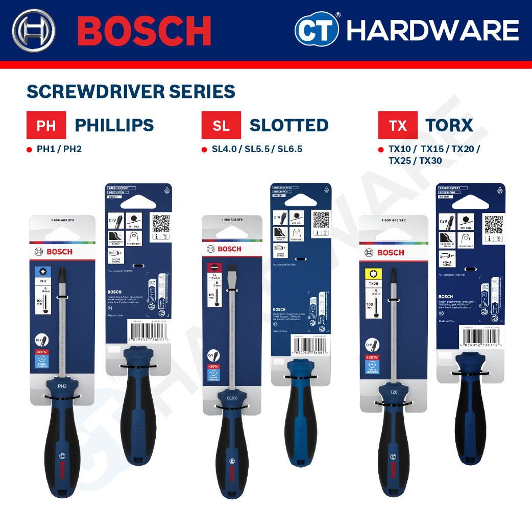 Bosch Screwdriver Series, Phillips (PH), Slotted (SL), Torx (TX), Bosch Hand Tool
