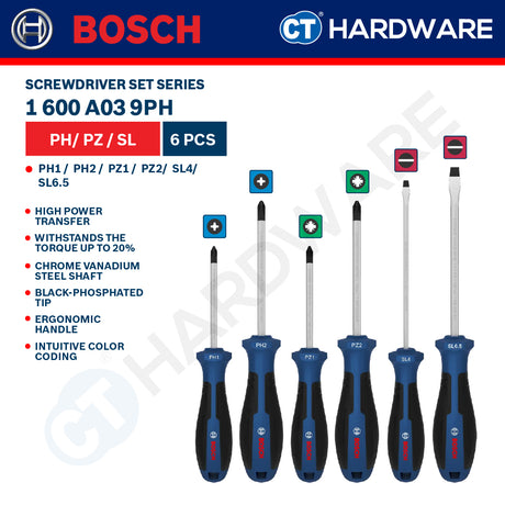 Bosch Screwdriver Set Series, 1600A039PH (6PCS), 1600A039PJ (6PCS), 1600A039PG (5PCS), Bosch Hand Tool