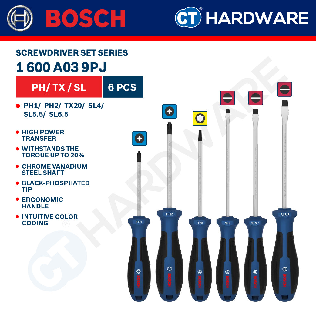 Bosch Screwdriver Set Series, 1600A039PH (6PCS), 1600A039PJ (6PCS), 1600A039PG (5PCS), Bosch Hand Tool